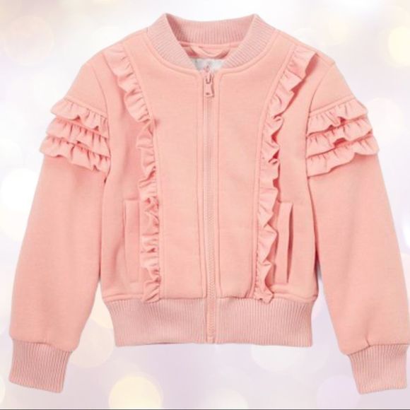 Urban Republic Other - Big girls Urban Republic Light Pink Fleece Ruffle Bomber Jacket 10/12 NWT